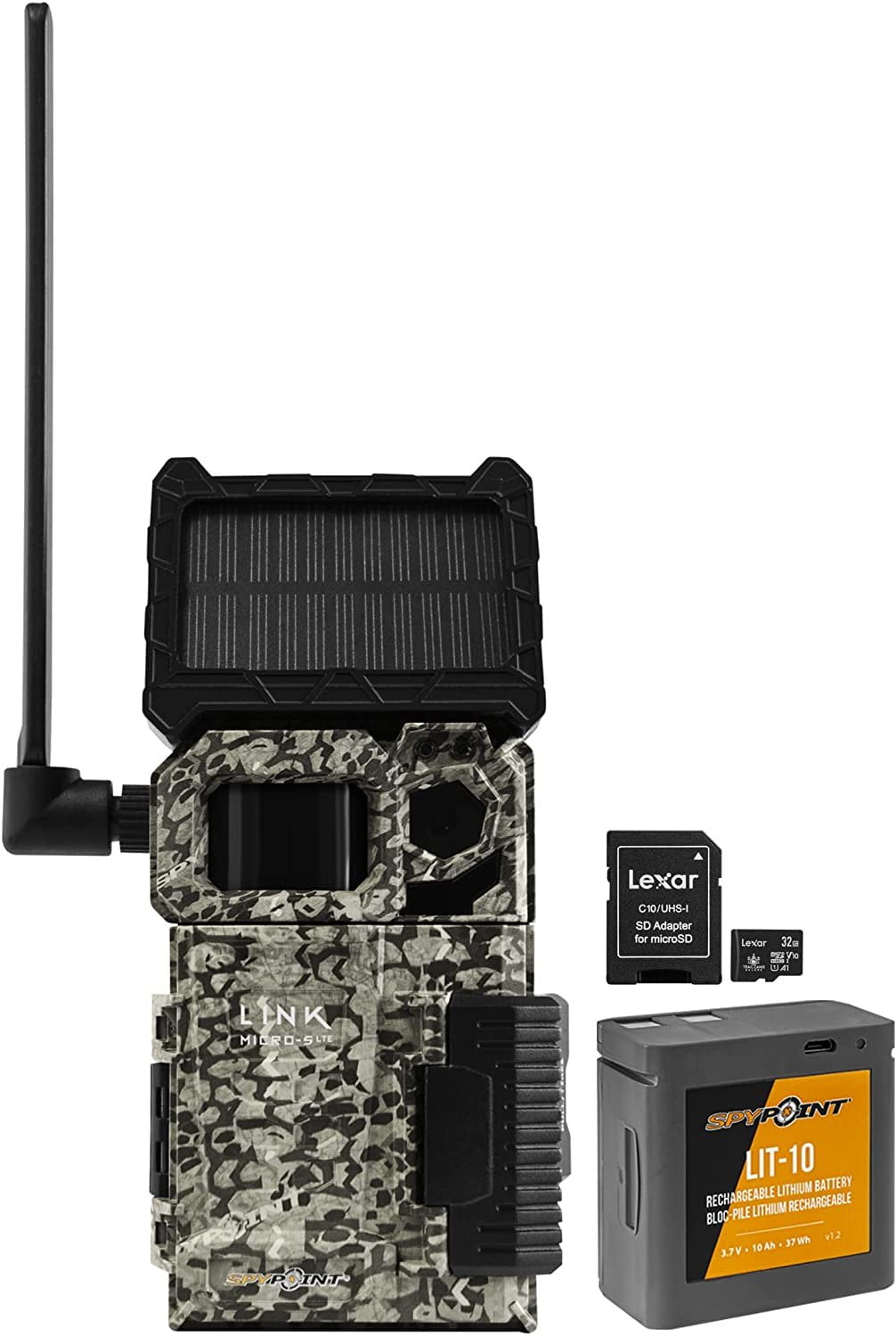 SPYPOINT Solar Cellular Trail Camera with LIT10 Battery, 32GB Micro SD