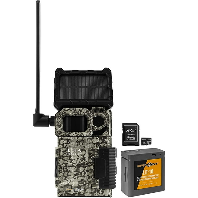 SPYPOINT Solar Cellular Trail Camera with LIT10 Battery, 32GB Micro SD