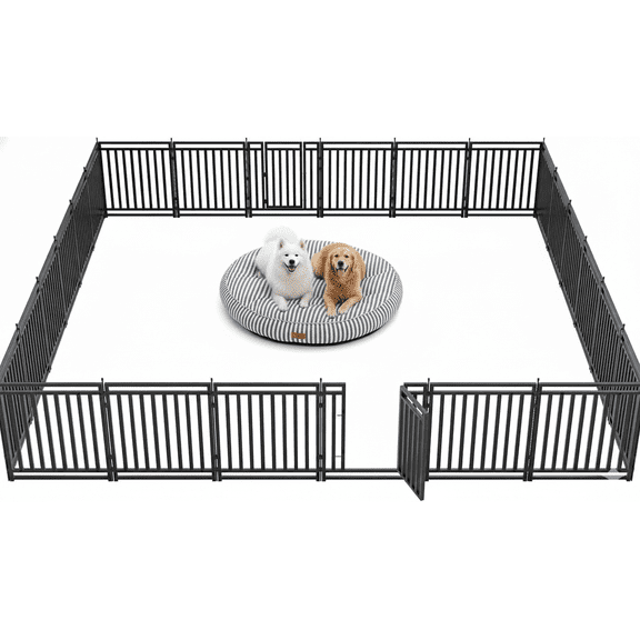 SPZONE 32" Portable Metal Dog Pen, 24 Panels for Outdoor Yard or RV Camping, Black/Silver