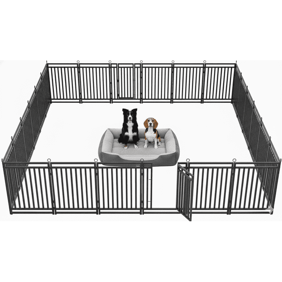 SPZONE 40" Metal Dog Playpen, 24-Panel Indoor & Outdoor Dog Fence for Large, Medium & Small Dogs, Black/Silver