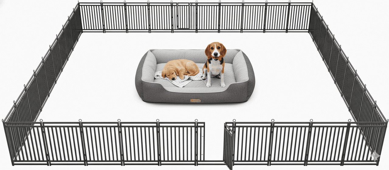 SPZONE 40" Metal Dog Playpen, 48-Panel Indoor & Outdoor Dog Fence for Large, Medium & Small Dogs, Black/Silver