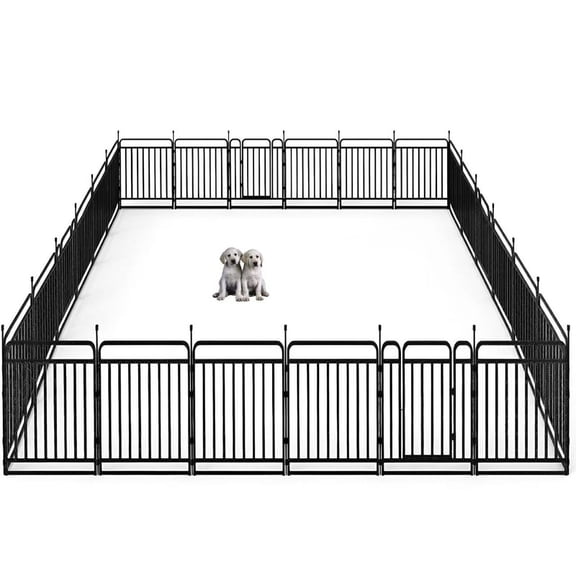 SPZONE Durable Dog Fence 40" Height 24 Panels Thickened Dog Playpen with Portable Handle & Strap, Easy to Install – Stylish Curved Panel Design for Pets, Indoor Use Outdoor Use