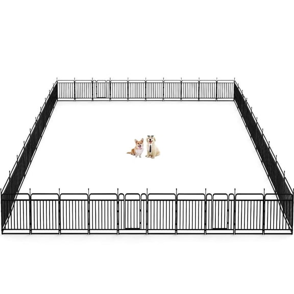 SPZONE Durable Dog Fence 40" Height 40 Panels Thickened Dog Playpen with Portable Handle & Strap, Easy to Install – Stylish Curved Panel Design for Pets, Indoor Use Outdoor Use