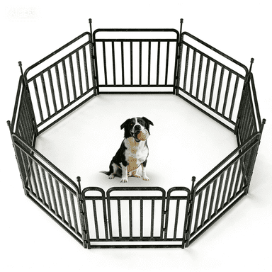 SPZONE Durable Dog Fence 40" Height 8 Panels Thickened Dog Playpen with Portable Handle & Strap, Easy to Install – Stylish Curved Panel Design for Pets, Indoor Use Outdoor Use