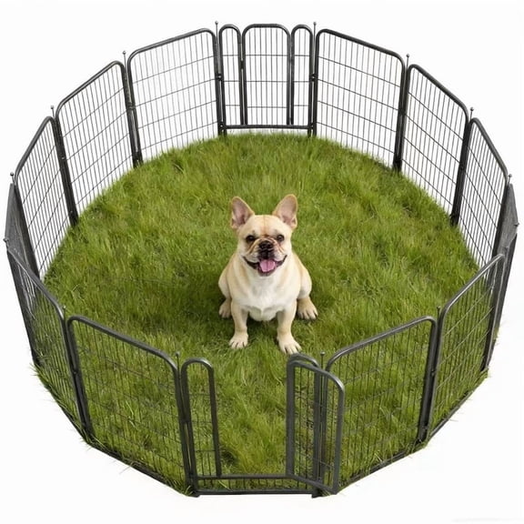 SPZONE Metal Dog Playpen, 24 Inch Height 32 Panels, Ideal Dog Fence for Large/Medium/Small Dogs Indoor & Outdoor Bliss, Perfect Dog Pen for Camping, Yard, and RV | Black-Silver