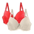thumbnail image 1 of SPZTSX 2 PCS Lace Bras for Women No Underwire V Neck Wireless Push Up Bra Comfort Full Coverage Seamless Bralette, 1 of 4