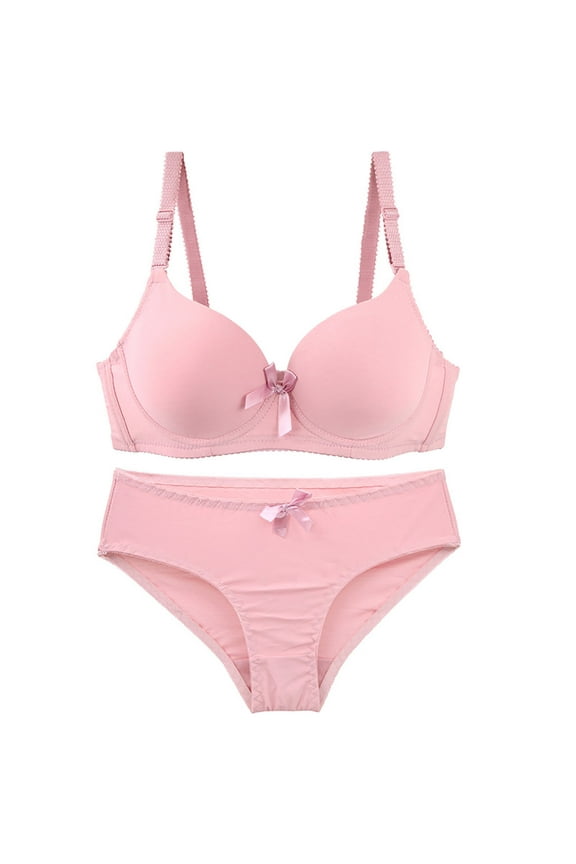 2 Piece Underwear Set for Women Push Up Bras Regular Fit Panties Comfort Padded Bra and Panty Wireless Bralette