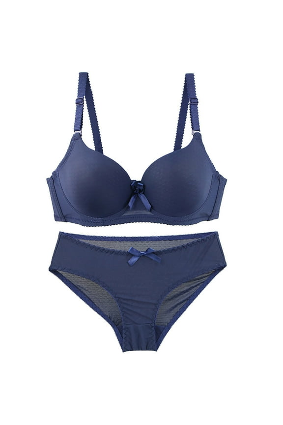 2 Piece Underwear Set for Women Push Up Bras Regular Fit Panties Comfort Padded Bra and Panty Wireless Bralette
