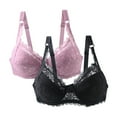 thumbnail image 1 of SPZTSX 2PC Women Underwire Sexy Bra Lace Trim Floral Embellished Bralette Push Up Solid Bralettes Sheer Comfort Bras, 1 of 7