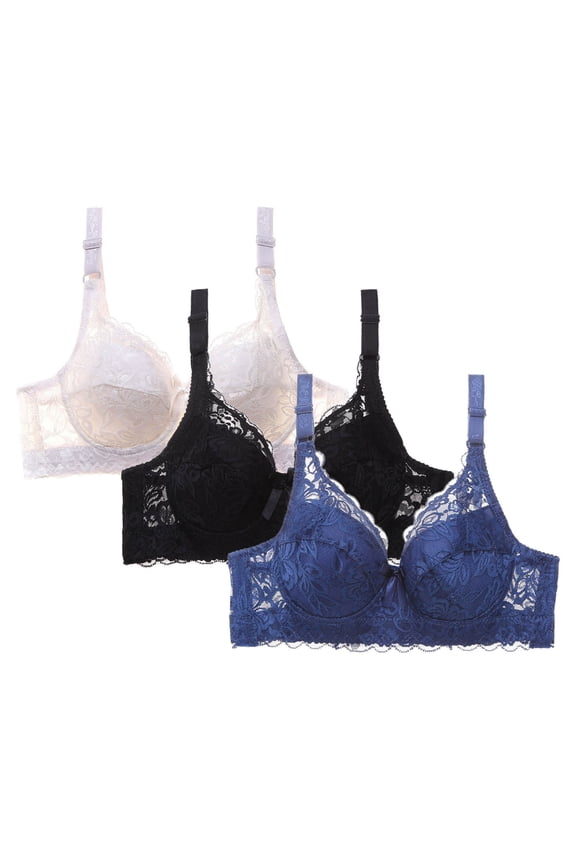 2PCS Lace Camisole Bralettes for Women Underwire Push Up Wireles Bra Full-Coverage Support Soft Comfy Bralettes