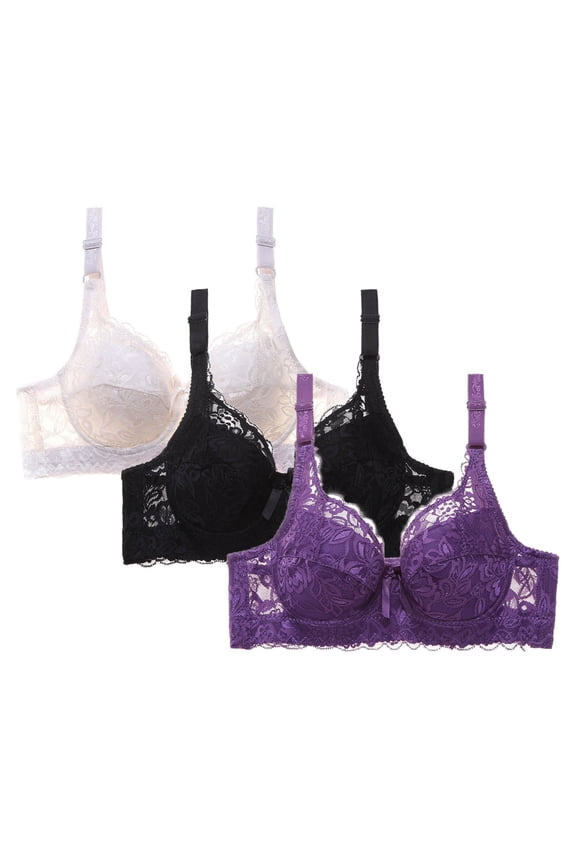 2PCS Lace Camisole Bralettes for Women Underwire Push Up Wireles Bra Full-Coverage Support Soft Comfy Bralettes