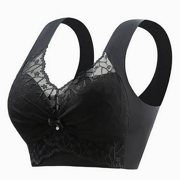 SPZTSX 3 Pack Bras for Older Women Push Up No Underwire Full Coverage Lace Bra Convenient Front Closure Everyday Bras