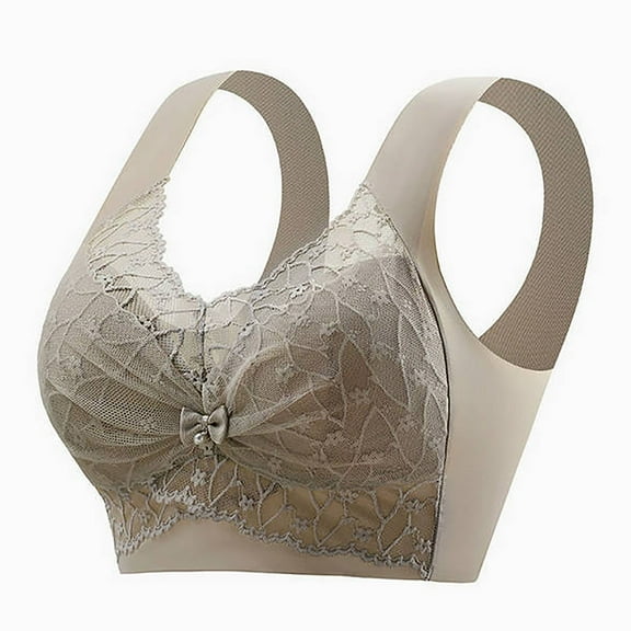 SPZTSX 3 Pack Bras for Older Women Push Up No Underwire Full Coverage Lace Bra Convenient Front Closure Everyday Bras