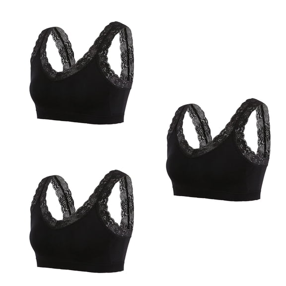 SPZTSX 3PCS Women's Comfort Bra Seamless Lace Bra Wirelfree Sports Bra Vest Top Sleep Bralette