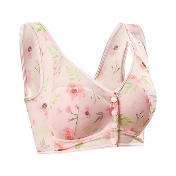 SPZTSX Bras for Older Women Front Closure Comfort Senior Wireless Snap Closing Bra,Button Breathable Everyday Bra