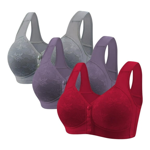 SPZTSX Bras for Older Women Front Closure Push up Bra No Underwire Senior Bra with Snaps Upgraded Breathable Cotton Bras