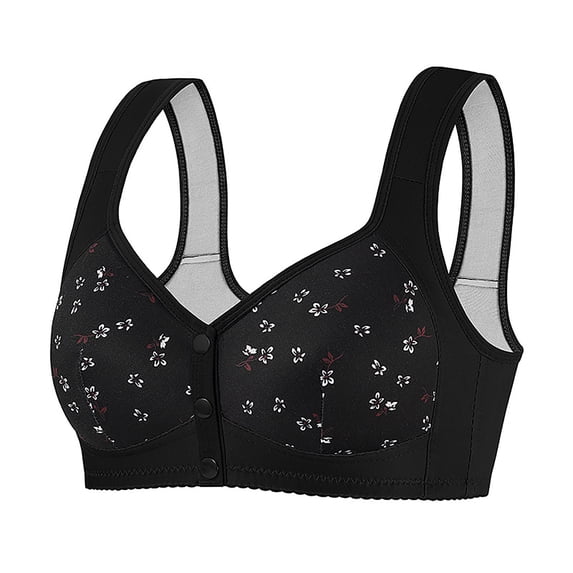 SPZTSX Bras for Older Women Plus Size No Underwire Full Coverage Breathable Cotton Bra Front Closure Padded Bralettes