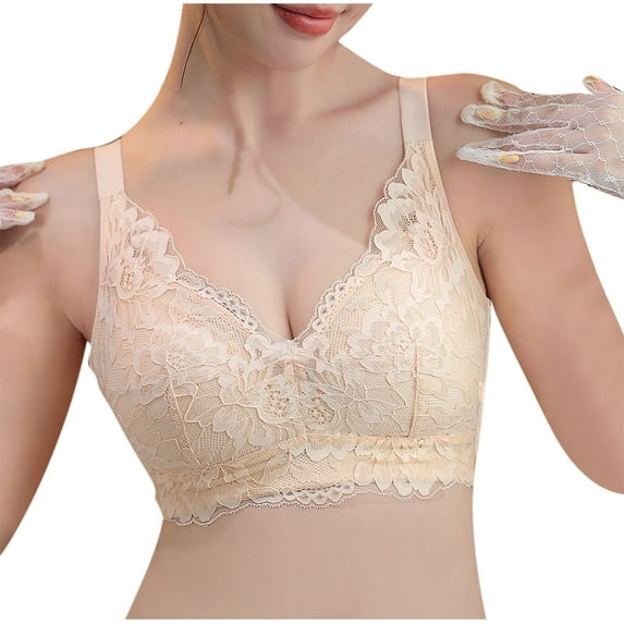 SPZTSX Bras for Women Floral Lace Bralettes Deep V Sexy Bras Cross Back Longline Bralette No Padded