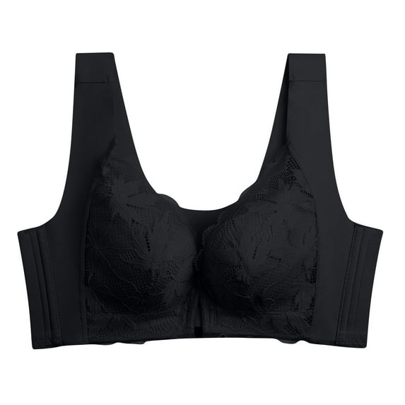 SPZTSX Front Closure Wireless Lace Bras for Women Deep Full Coverage Comfortable No Underwire Push Up Everyday Bra