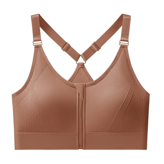 SPZTSX Front Zipper Sports Bras for Women Adjustable Straps High Support Breathable Post Surgery Workout Yoga Bra Free Size