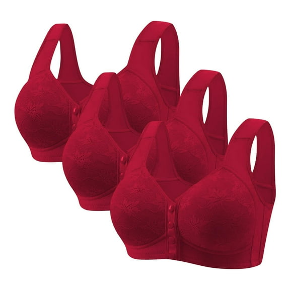 SPZTSX No Underwire Bras with Front Closure, 3-Pack - Push Up Full Coverage Wireless Bralette for Women