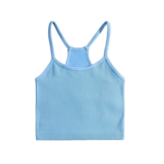 SPZTSX Ribbed Crop Tank Tops for Women Scoop Neck Sleeveless Racerback Slim Fit Casual Camisole Tops for Summer