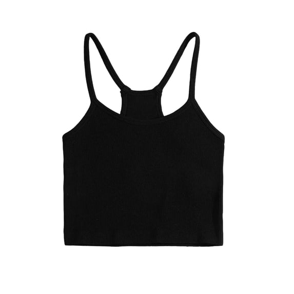 SPZTSX Ribbed Crop Tank Tops for Women Scoop Neck Sleeveless Racerback Slim Fit Casual Camisole Tops for Summer