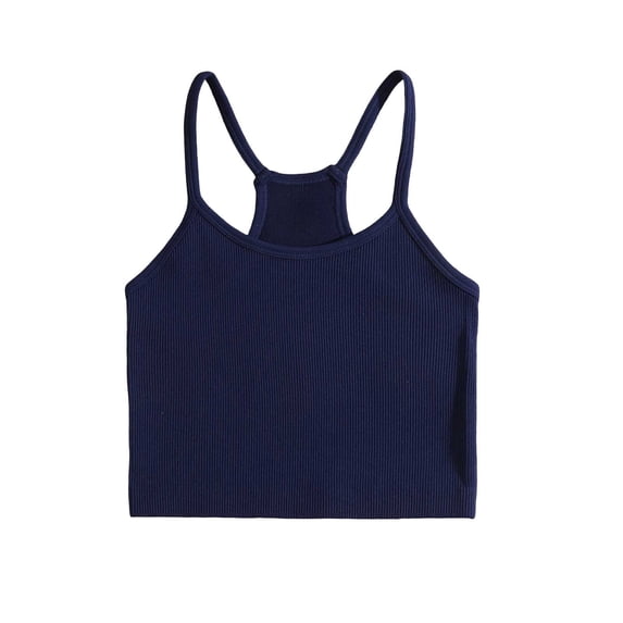 SPZTSX Ribbed Crop Tank Tops for Women Scoop Neck Sleeveless Racerback Slim Fit Casual Camisole Tops for Summer