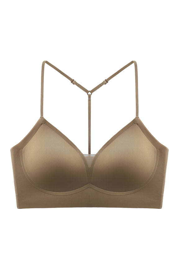 Seamless Wireless Y Back Bras for Women Deep V Cup with Adjustable Thin Straps Comfort Bra for Daily Wear