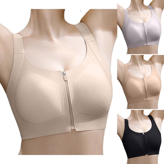 SPZTSX Sports Bras for Women Front Zipper Easy On Wireless High Support Seamless Post Surgery Workout Yoga Bra