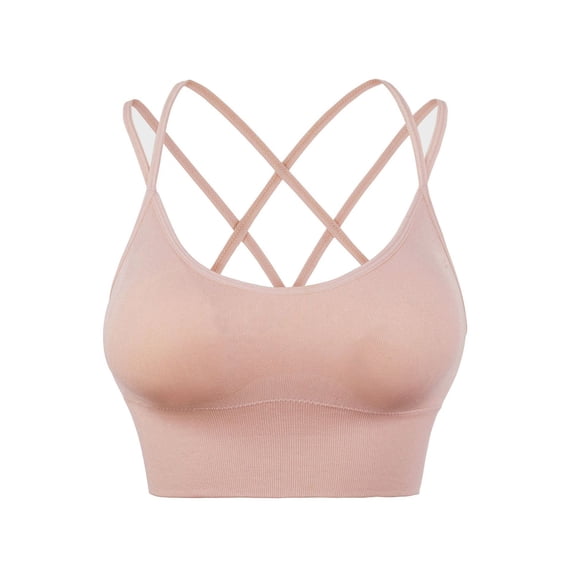 SPZTSX Strappy Sports Bra for Women Seamless Yoga Athletic Gym Workout Tank Tops Crisscross Running Padded Cropped Bralette