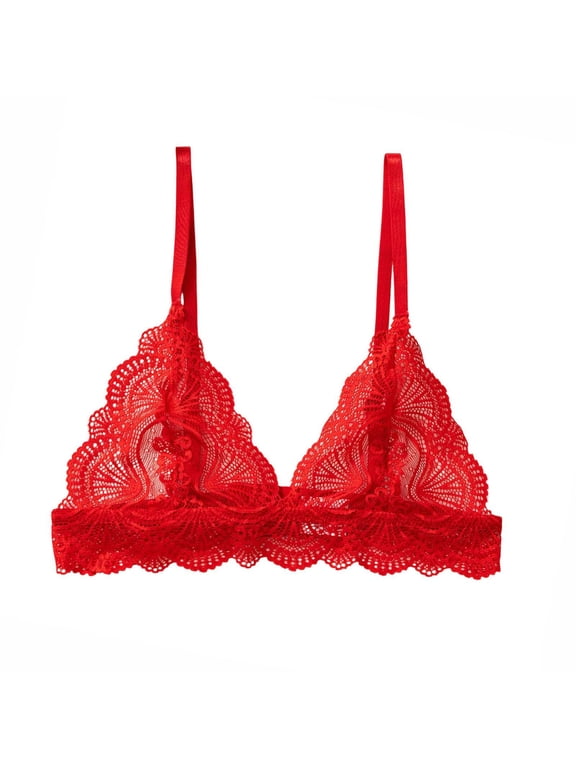 Thin Cup Lace Splicing Triangle Bralette for Women Wireless Breathable Comfort Daily Bra