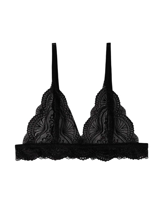 Thin Cup Lace Splicing Triangle Bralette for Women Wireless Breathable Comfort Daily Bra