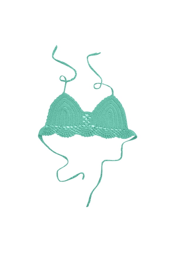 Women Crochet Bikini Halter Bralette Backless Camisole Knit Bra Tops Summer Beachwear