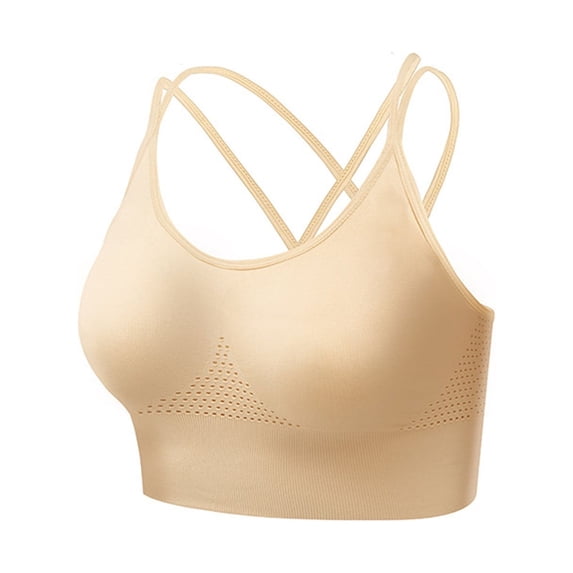 SPZTSX Women Fitness Sports Bra Wireless Cross Strap Traceless Support Quick Dry U Neck Athleisure Plus Size