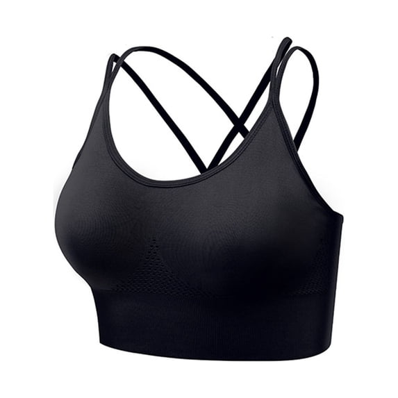 SPZTSX Women Fitness Sports Bra Wireless Cross Strap Traceless Support Quick Dry U Neck Athleisure Plus Size