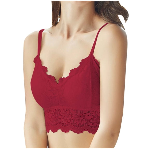 SPZTSX Women Lace Camisole with Built in Bra Sleeveless Scalloped Trim Padded Bralette Sexy V-Neck Undershirt Crop Tank Tops