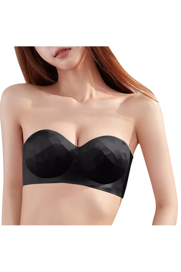 Women Longline Strapless Bra Back Smoothing Support with Clear Straps for Big Bust Fat No Move on Wedding Party