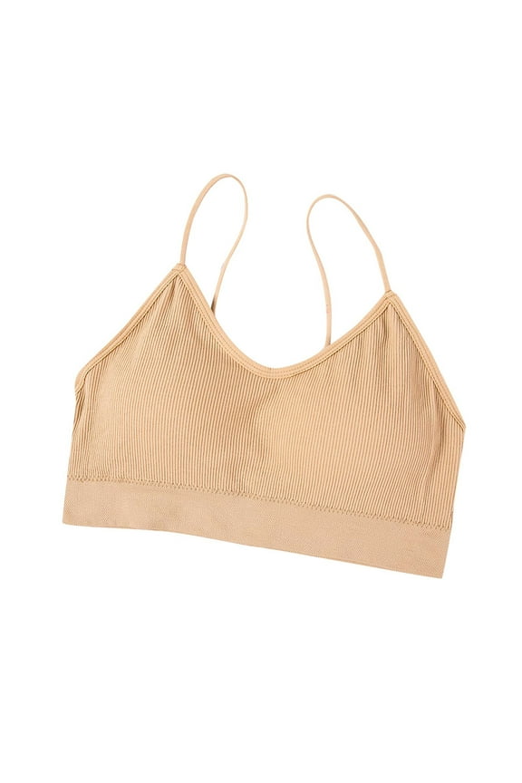 Women Solid Color Thread Tube Top Chest Pad Beautiful Strap Sling Underwear Bra Sports Bra