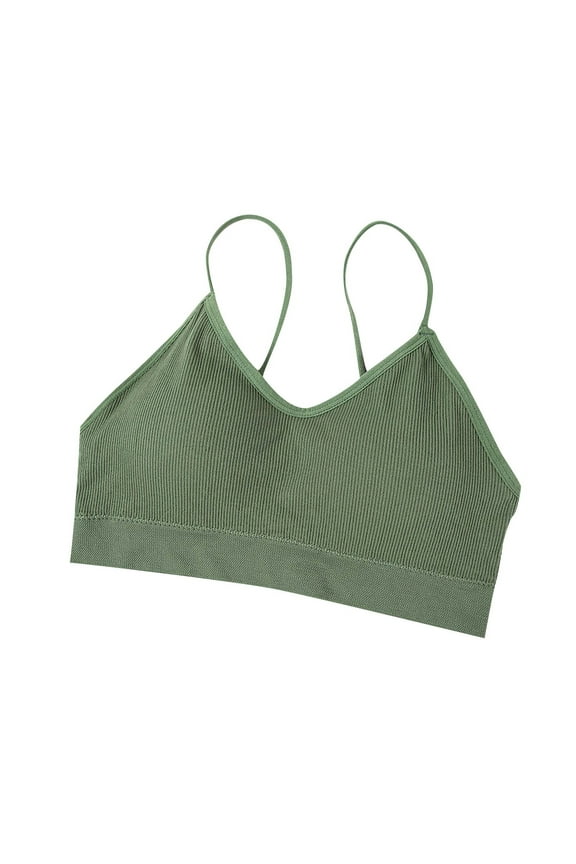 Women Solid Color Thread Tube Top Chest Pad Beautiful Strap Sling Underwear Bra Sports Bra