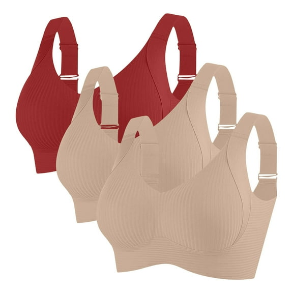 SPZTSX Women's 3 PCS Wireless Bras for Women Seamless Comfort Full Coverage Plus Size Bralette Soft Stretchy Everyday Bra