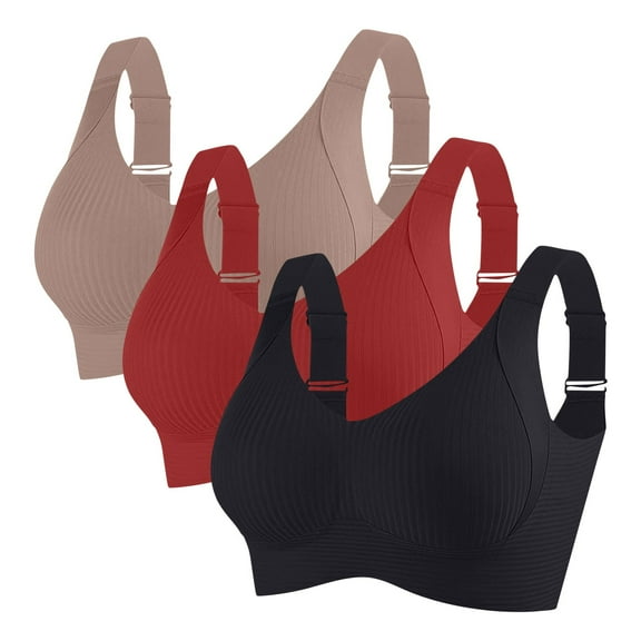 SPZTSX Women's 3 PCS Wireless Bras for Women Seamless Comfort Full Coverage Plus Size Bralette Soft Stretchy Everyday Bra