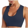 thumbnail image 1 of SPZTSX Women's Medium Support Crop Top Seamless Ribbed Removable Cups Workout Yoga Sport Bra U Neck Wirefree Comfort Bralettes, 1 of 8