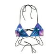 thumbnail image 1 of SPZTSX Women's Metallic Holographic Star Bra Crop Top Lace Up Halter Bralette Bandeau Camisole, 1 of 2