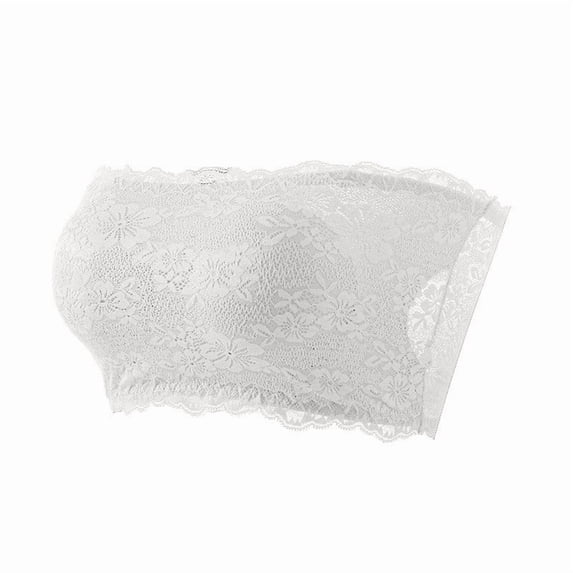 SPZTSX Women's Plus Size Strapless Bandeau Bra - Seamless Floral Lace Wrap Bralette for Daily Wear