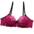 thumbnail image 1 of SPZTSX Women's Push Up Bra Lightly Lined Underwire Sexy Floral Embroidery Lace Supportive Bowkont Bras, 1 of 6