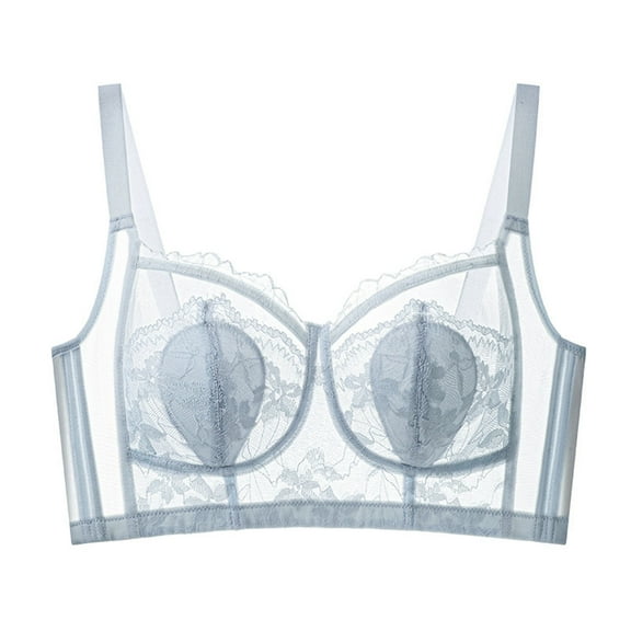 SPZTSX Women's Sexy Lace Push Up Plus Size Bra Sheer Balconette Underwire Unlined