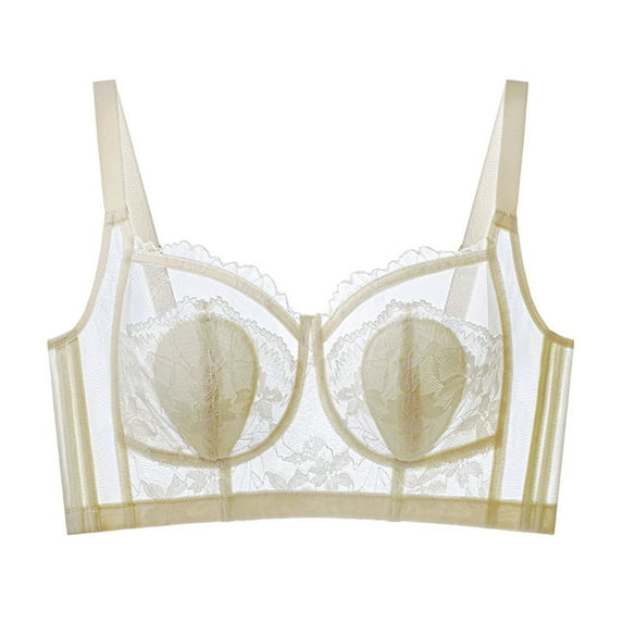 SPZTSX Women's Sexy Lace Push Up Plus Size Bra Sheer Balconette Underwire Unlined