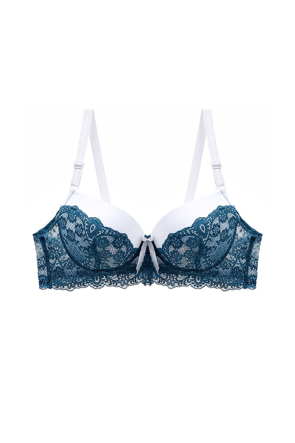 Women's Underwire Stretch Lace Plunge Bra | Low-Cut, Side Sling Lift, Support for Fuller Busts