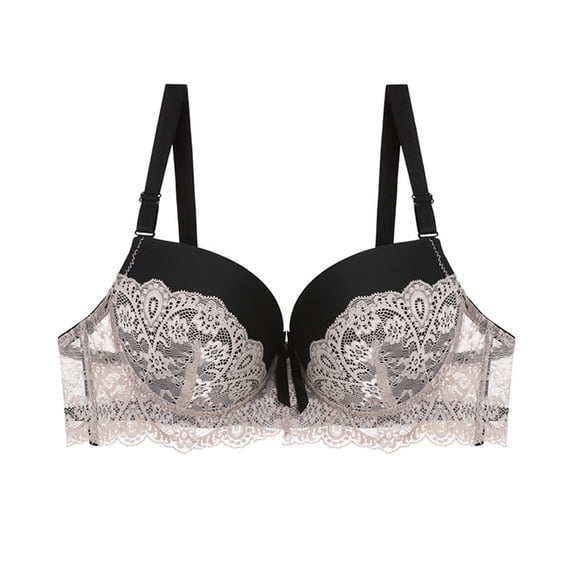 SPZTSX Women's Underwire Stretch Lace Plunge Bra | Low-Cut, Side Sling Lift, Support for Fuller Busts
